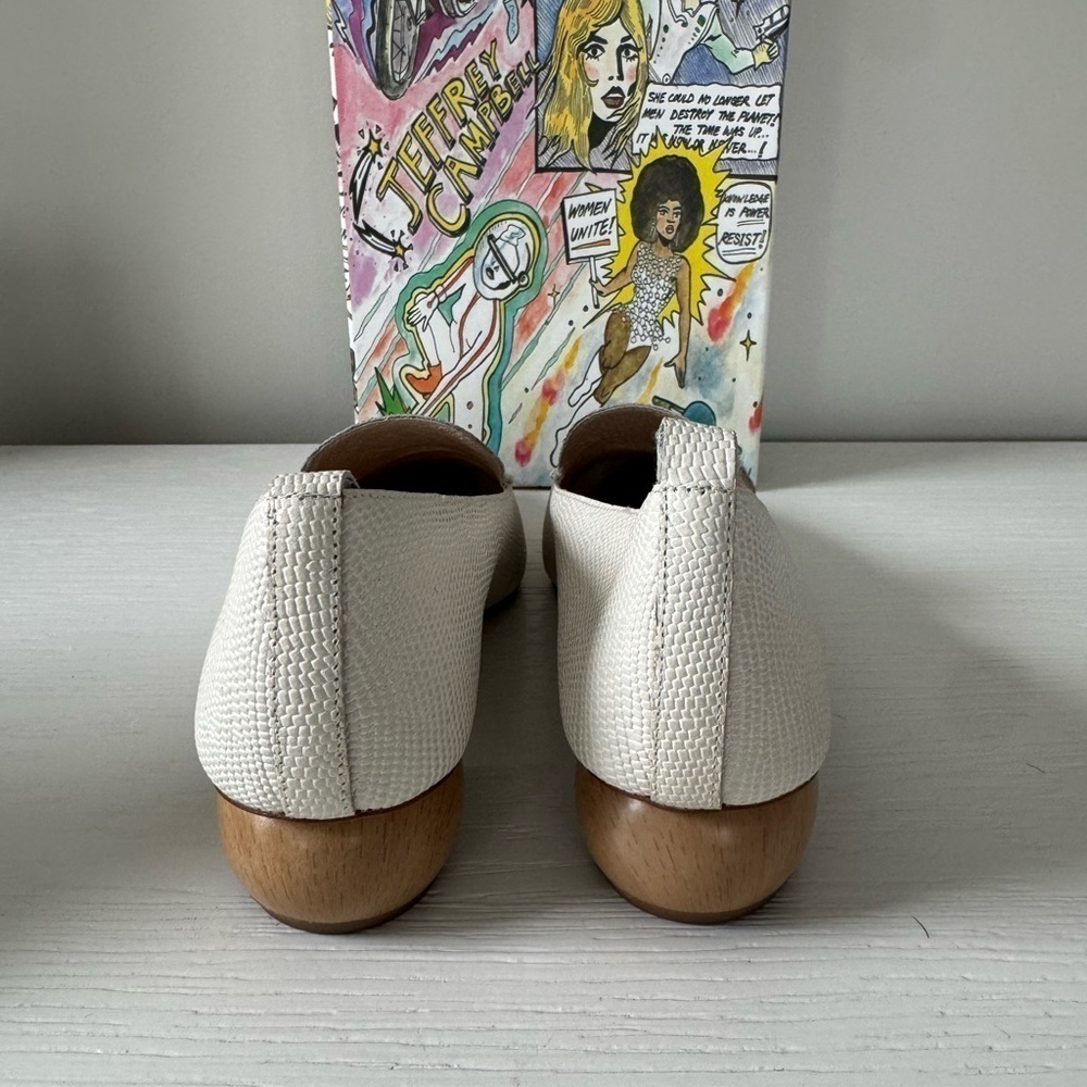 ❤️❤️Jeffry Campbell Chic Cream Loafers with Wooden Heel - Picture 5 of 6